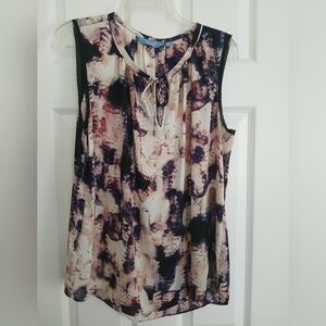 Vera Wang Elegant Sleeveless Top in Purple and Cream Size L